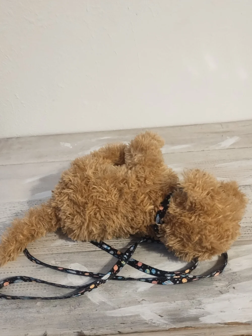 Plush Dog with Space Themed Leash toy plush good condition